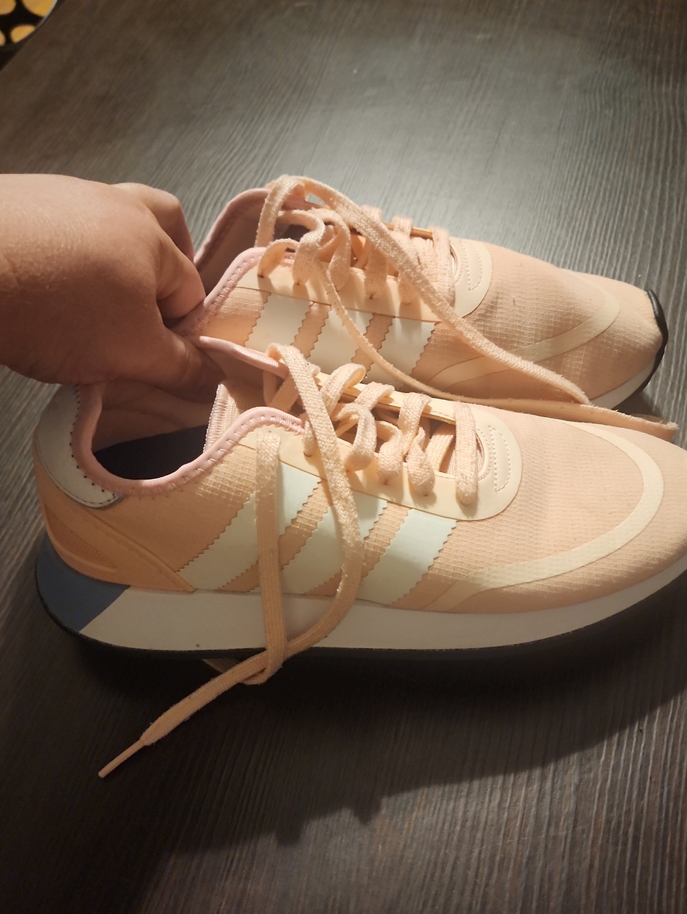 adidas Women’s Peach and White Retro Runner Sneakers